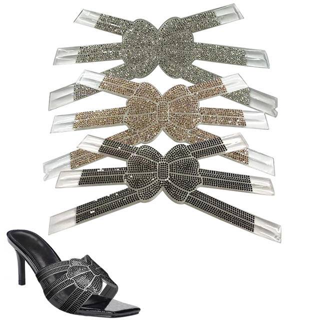 Luxury Rhinestone Butterfly Bow Shoe Uppers Handmade Bling Crystal Diamond Decorative Accessories for Lady Sandals Slippers