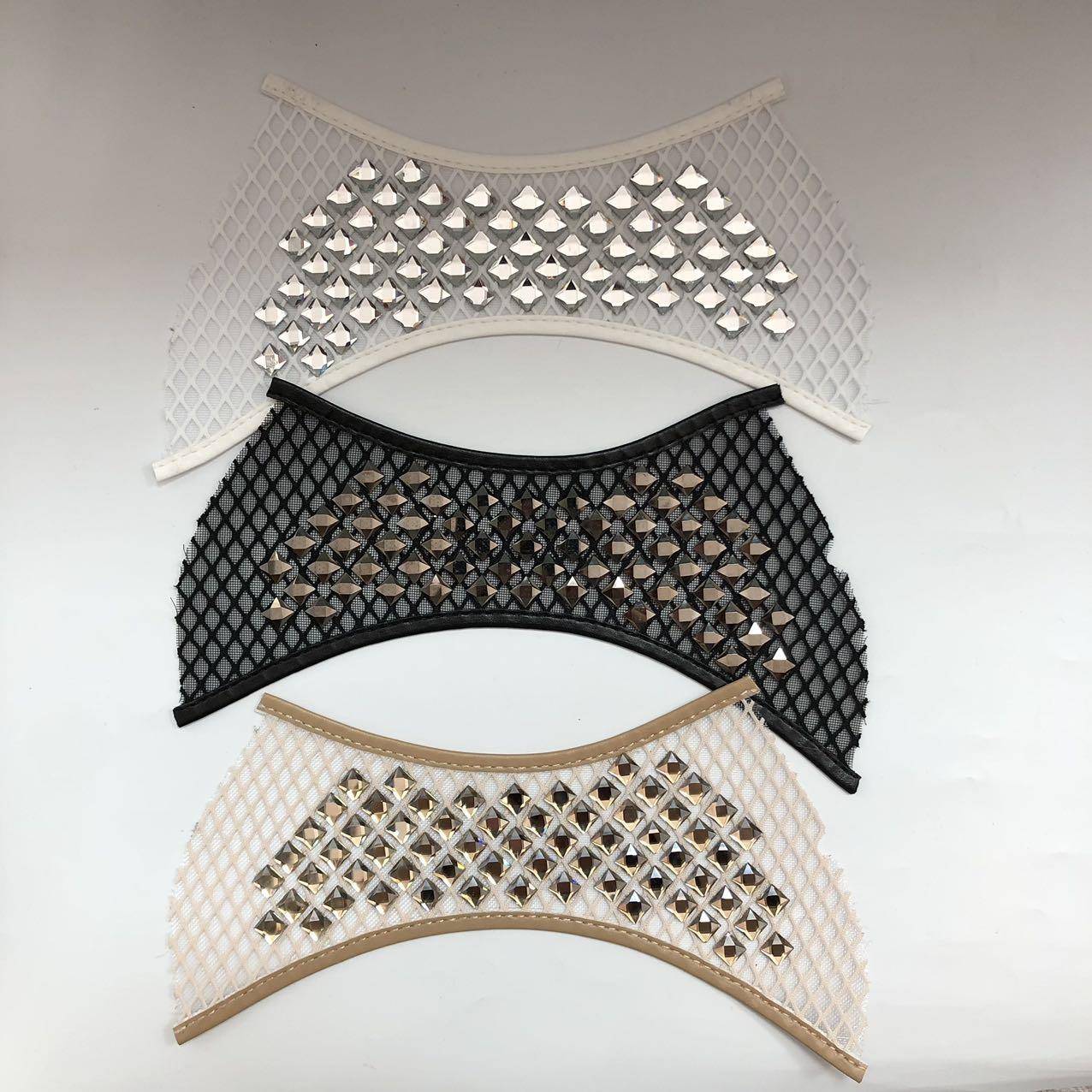 New style mesh fabric with colorful rhinestones shoe upper materials sandal toe material shoe accessories semi-finished products