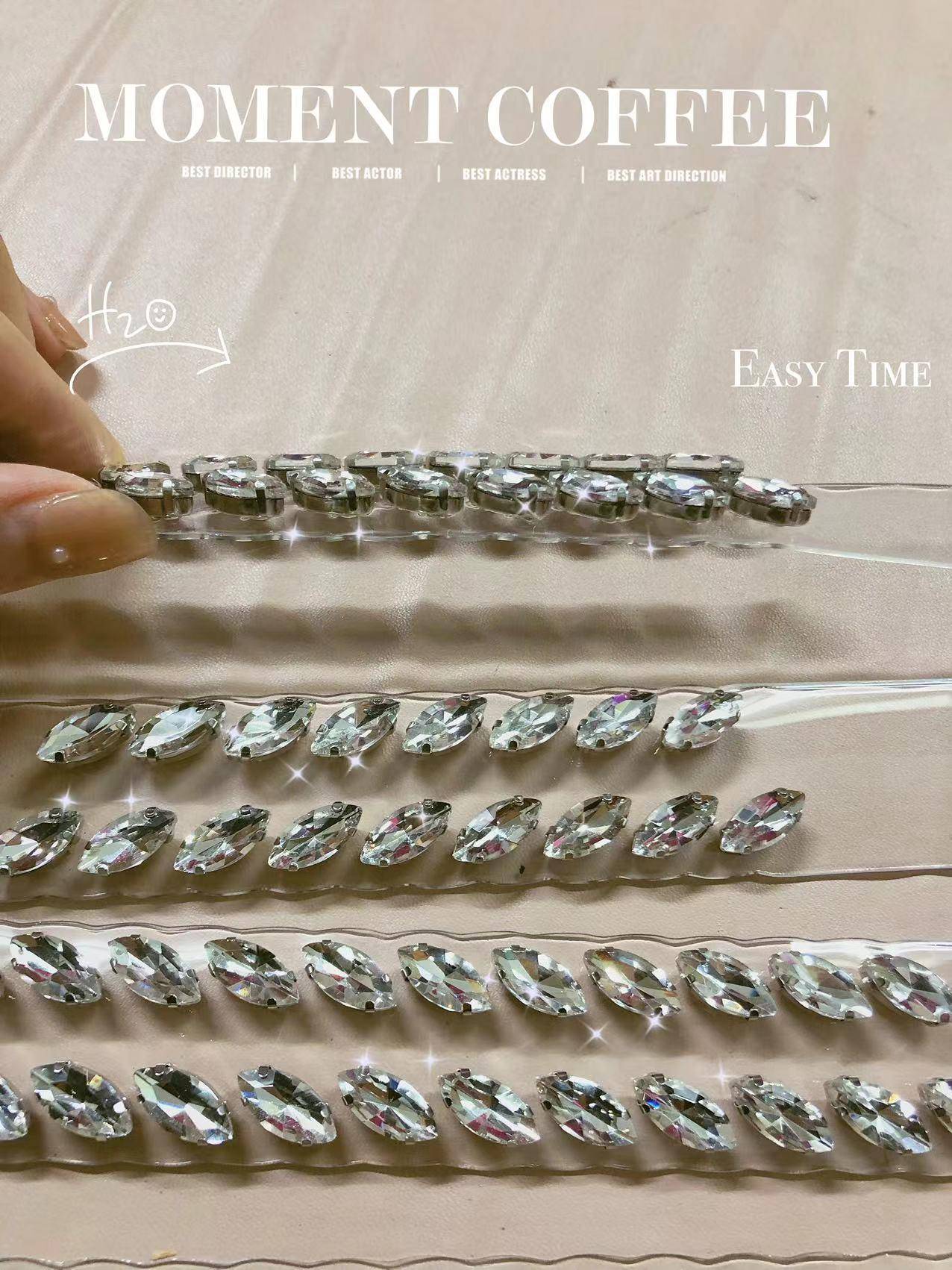 High Heels Slippers with Hand-nailed Rhinestones Transparent Upper Shoe Uppers - Image 7