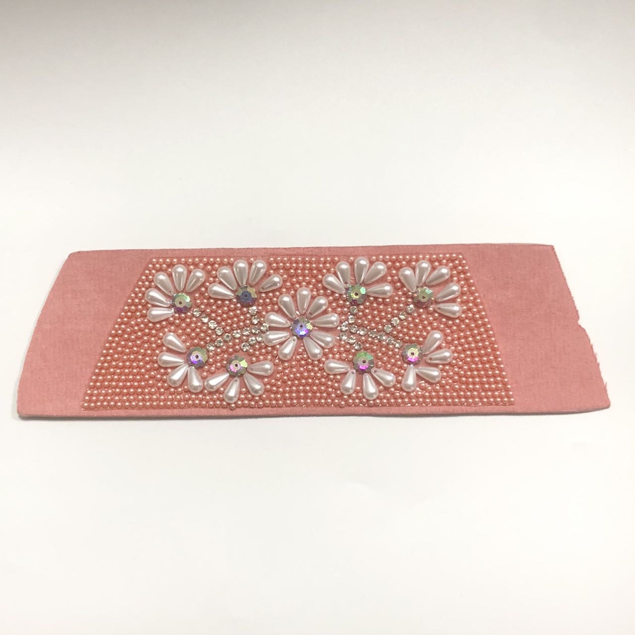 Women's Summer Cotton Fabric Denim Sandal Uppers with Floral Pearl Accents Handmade Comfortable Breathable & Durable - Image 5