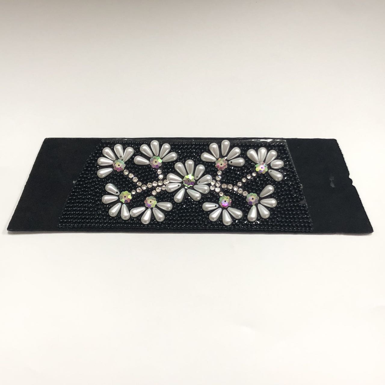 Women's Summer Cotton Fabric Denim Sandal Uppers with Floral Pearl Accents Handmade Comfortable Breathable & Durable - Image 4