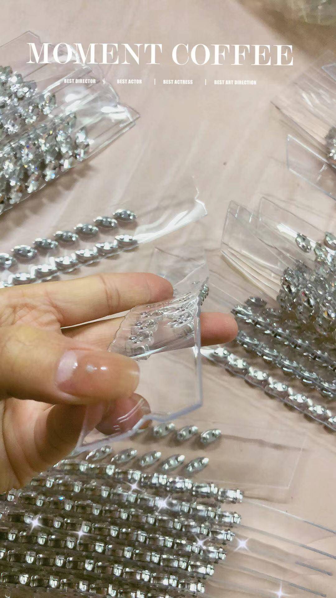 High Heels Slippers with Hand-nailed Rhinestones Transparent Upper Shoe Uppers - Image 5