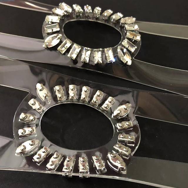 Heart Shape Rhinestone Upper Transparent TPU Shoe Flower Heels and Sandals Accessories Shoe Material - Image 4