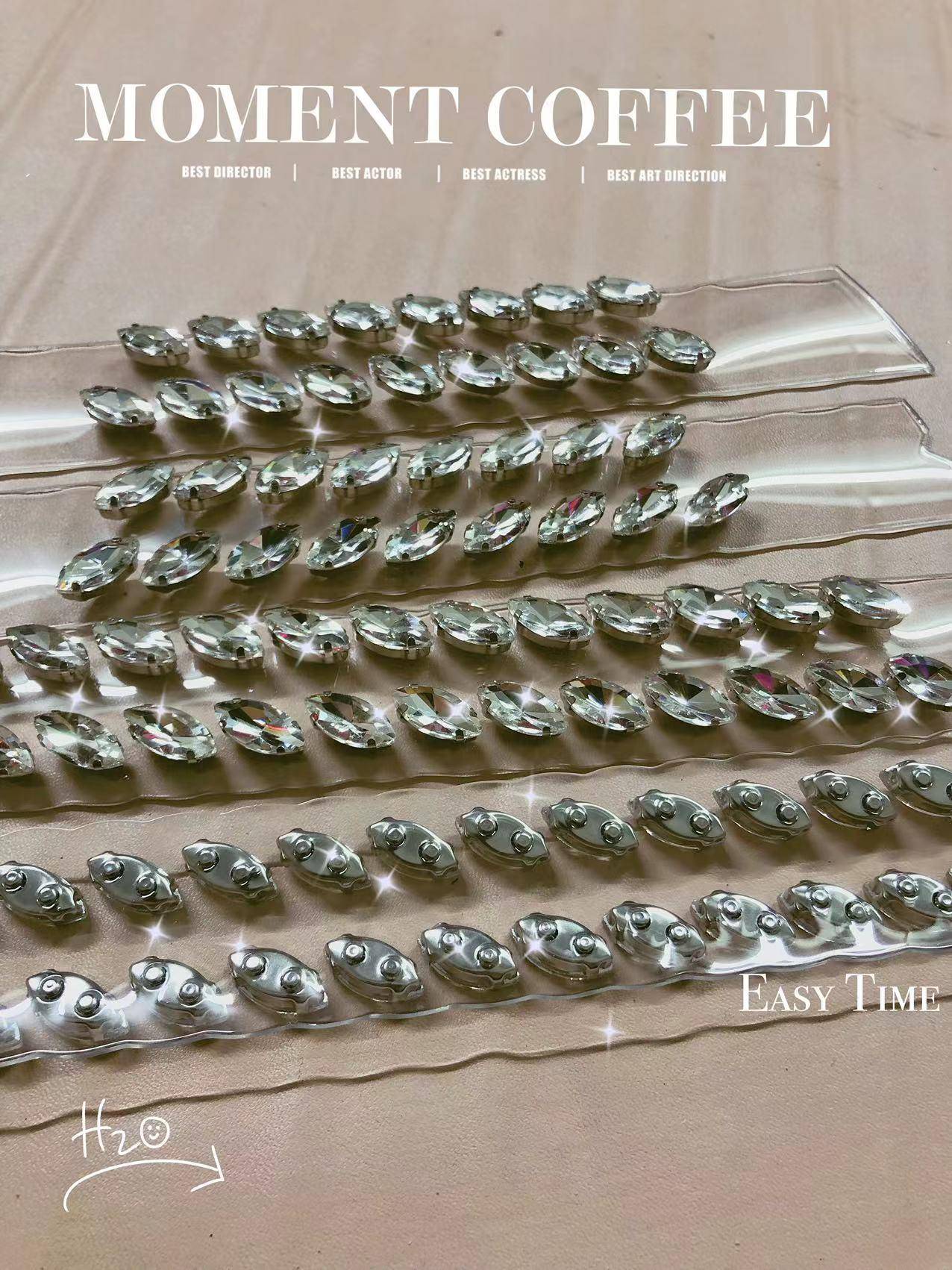 High Heels Slippers with Hand-nailed Rhinestones Transparent Upper Shoe Uppers - Image 3