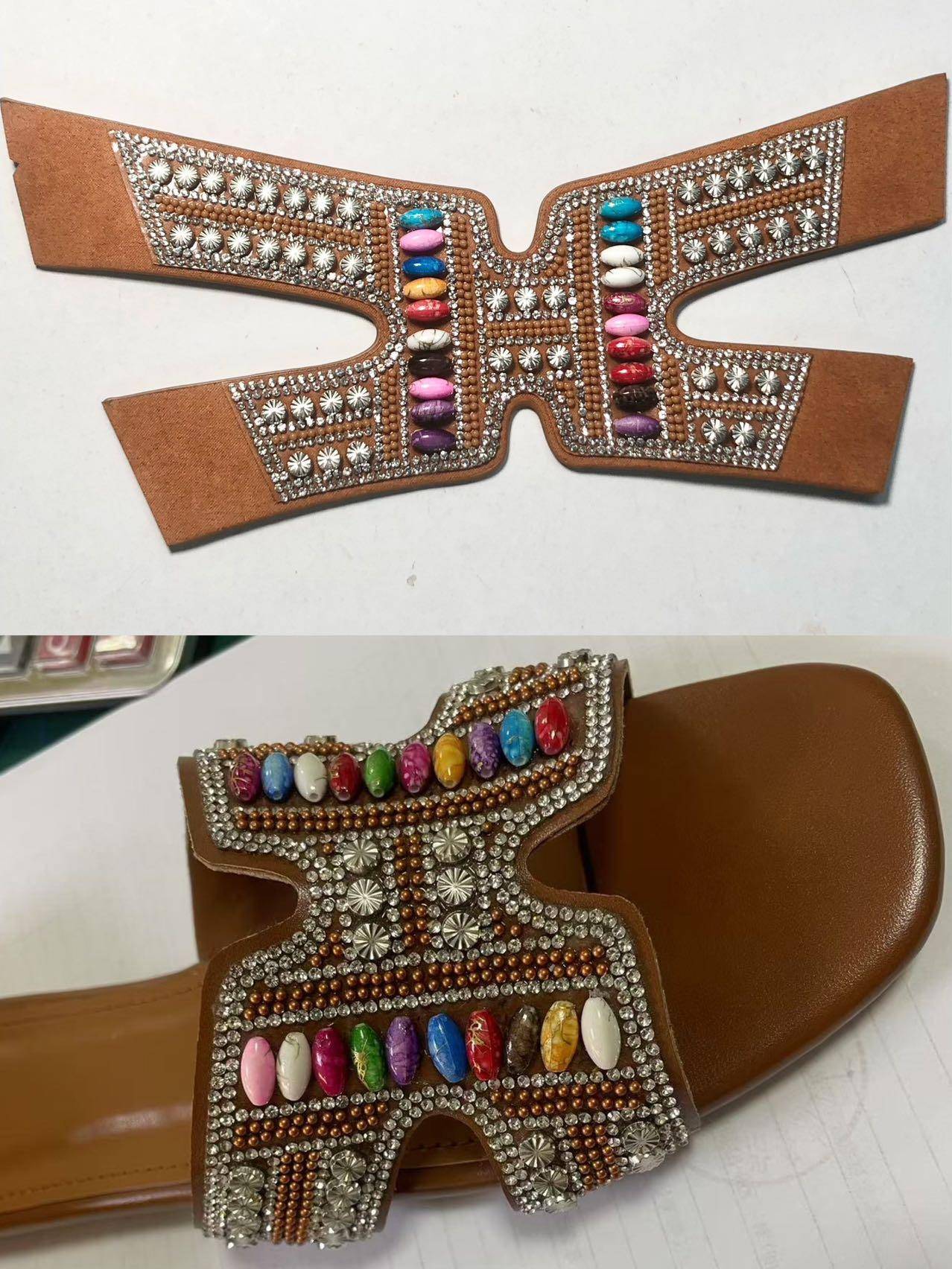 Luxury Fashionable Pearl Rhinestone Customized Women's Slippers with Summer Shoe Accessories Decals Upper - Image 2