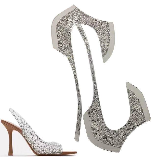 Transparent TPU Rhinestone Upper Fashionable Versatile Sandal Slippers Shoe Decorations