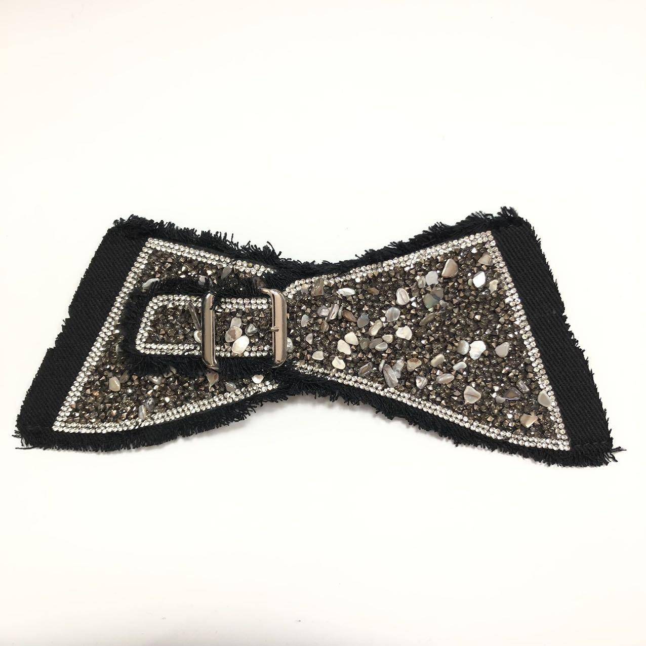 Jeans Fabric Double Buckle Bead Sandals Slippers Rhinestone Upper Y Upper Accessories Wholesale - Image 7