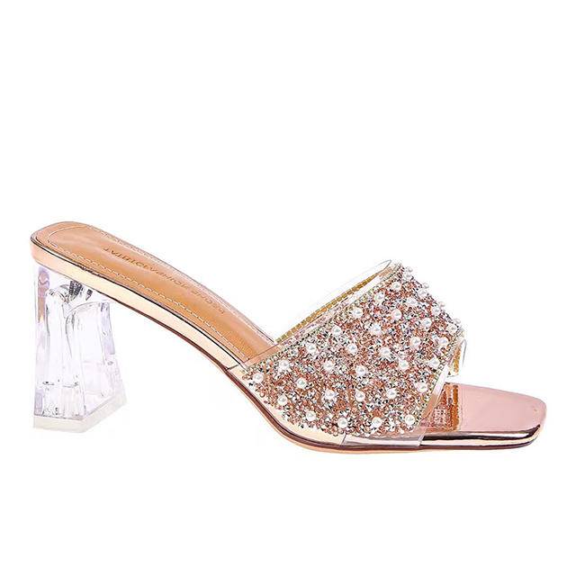 Transparent TPU Rhinestone Upper Fashionable Versatile Sandal Slippers Shoe Decorations - Image 7