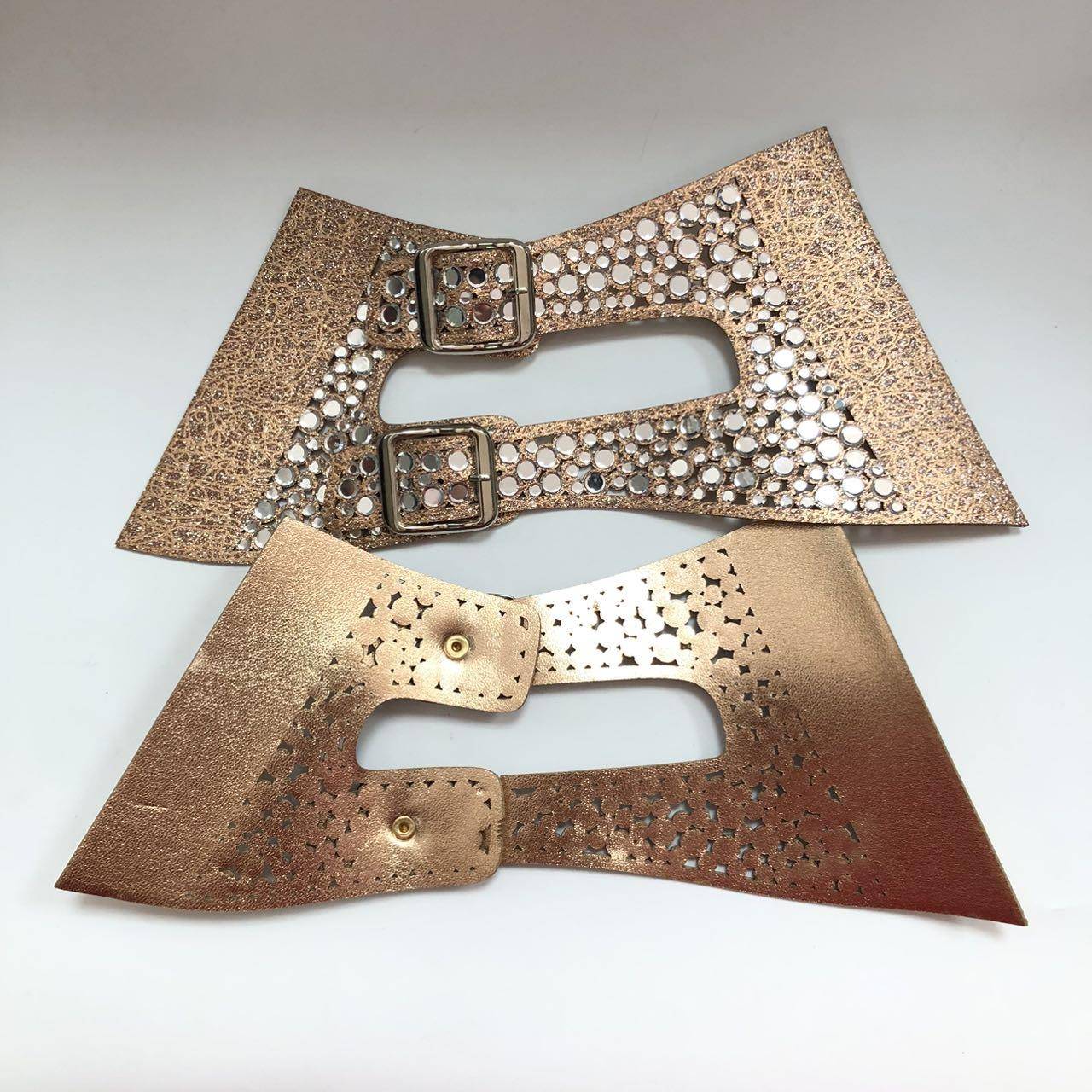 Custom Leather Sandals Slippers Double Buckle Hot Diamond Rhinestone Beads Upper Summer Shoes Accessories - Image 6