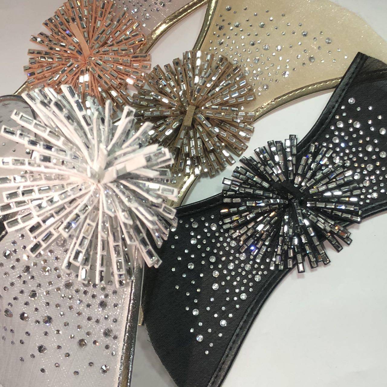 Wholesale Rhinestone Strips Women Shoe Upper - Fashion Breathable Semi-finished Sandal Upper - Image 2