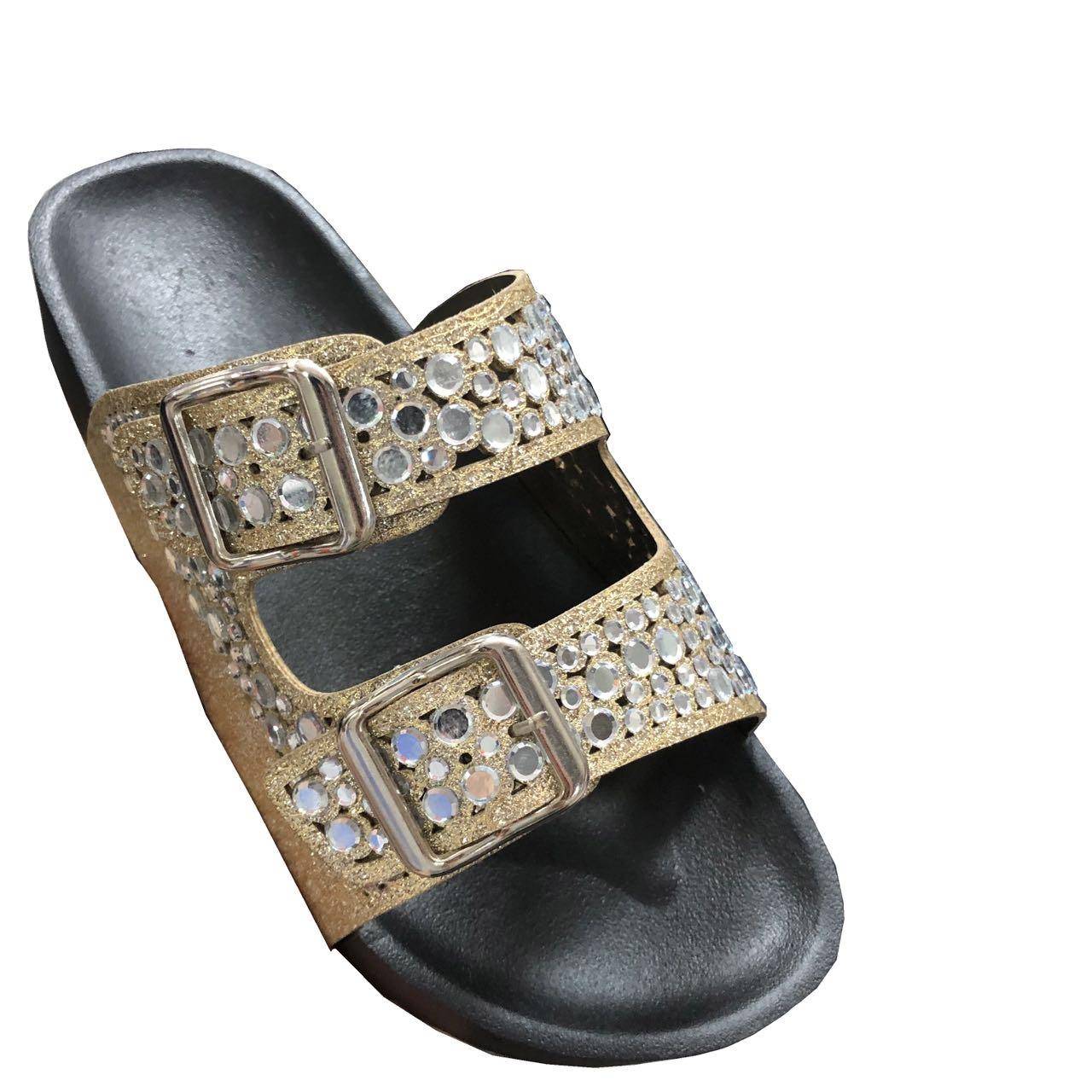 Custom Leather Sandals Slippers Double Buckle Hot Diamond Rhinestone Beads Upper Summer Shoes Accessories - Image 7