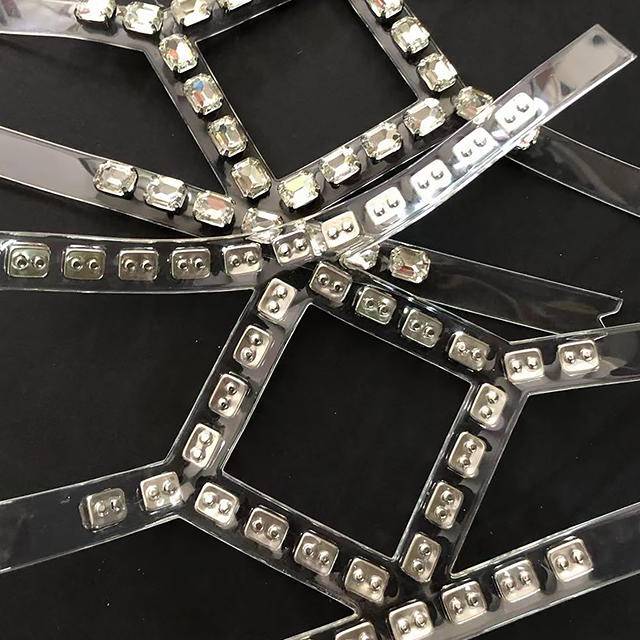 TPU Glass Rhinestone Upper Fashion Sandal Accessories High Heel Shoe Flower Shoe Material - Image 3