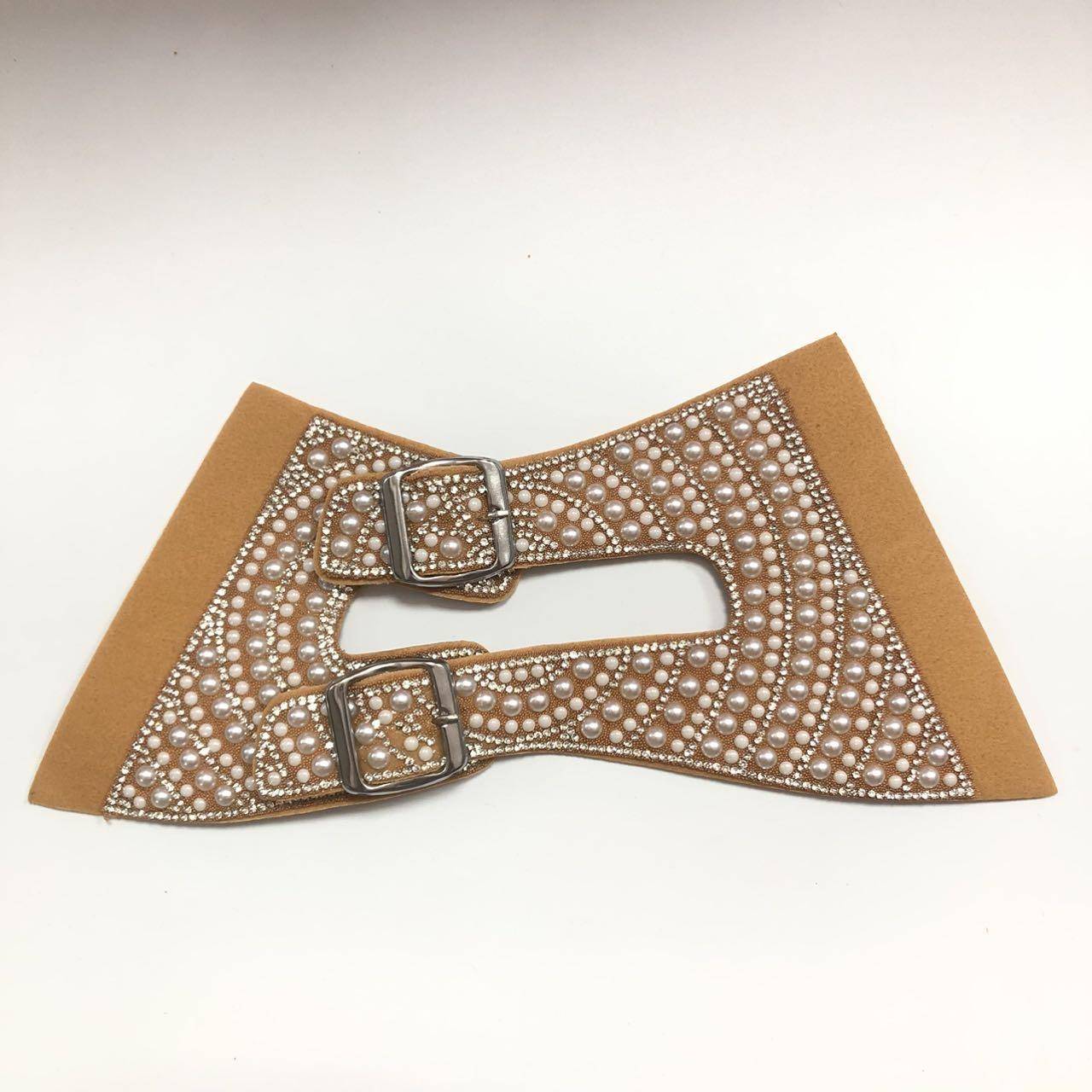 Leather Sandals Slippers Double Buckle Hot Diamond Rhinestone Beads Upper Summer Shoes Accessories - Image 3