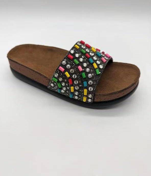 Women's Fashion Sandals Rhinestone Decorated Cotton Fabric Shoe Uppers LY119 High Quality Shoe Parts Made in China - Image 2