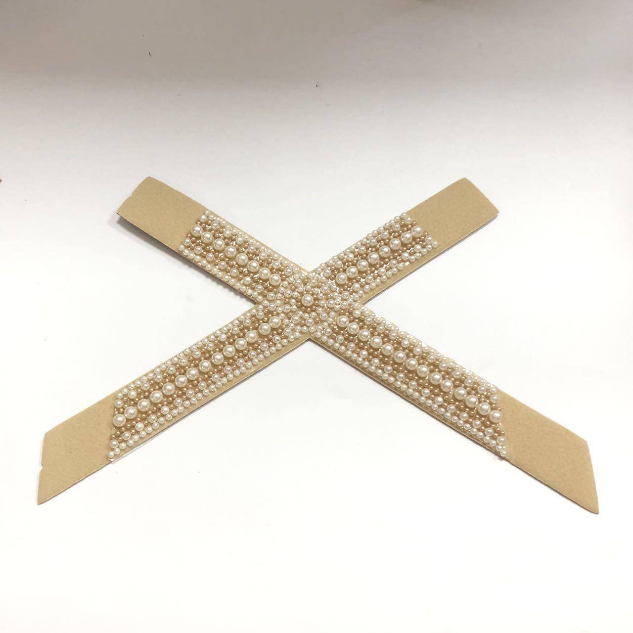 Knitted Embossed Denim Edge Pearl Rhinestone Women Upper - Handmade Decorative Sandal Material - Image 6