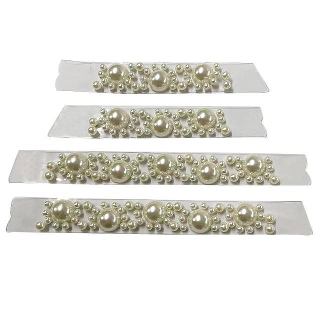 Transparent Upper High-heeled Sandals Slipper Fashion Shoe Accessory White Pearl Shoe Flower - Image 6