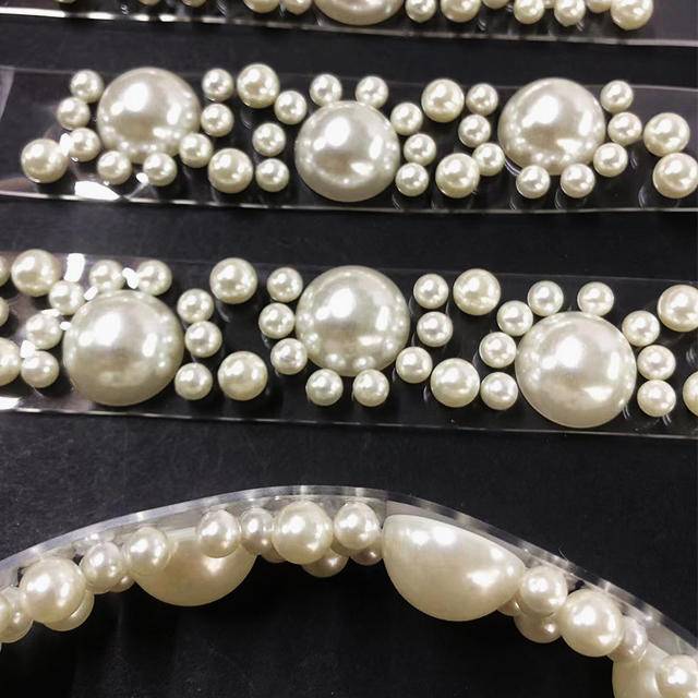 Transparent Upper High-heeled Sandals Slipper Fashion Shoe Accessory White Pearl Shoe Flower - Image 5
