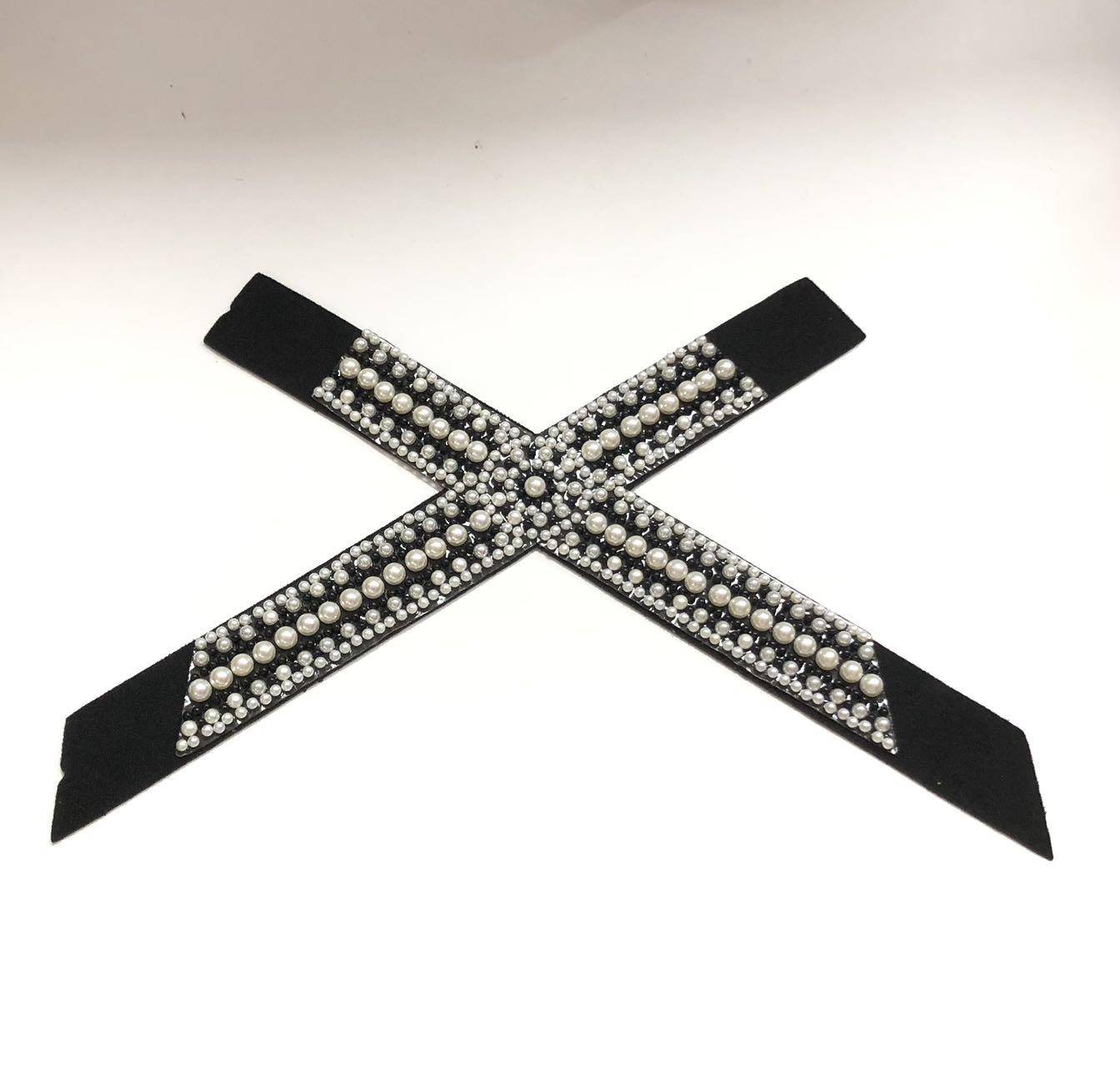 Knitted Embossed Denim Edge Pearl Rhinestone Women Upper - Handmade Decorative Sandal Material - Image 3