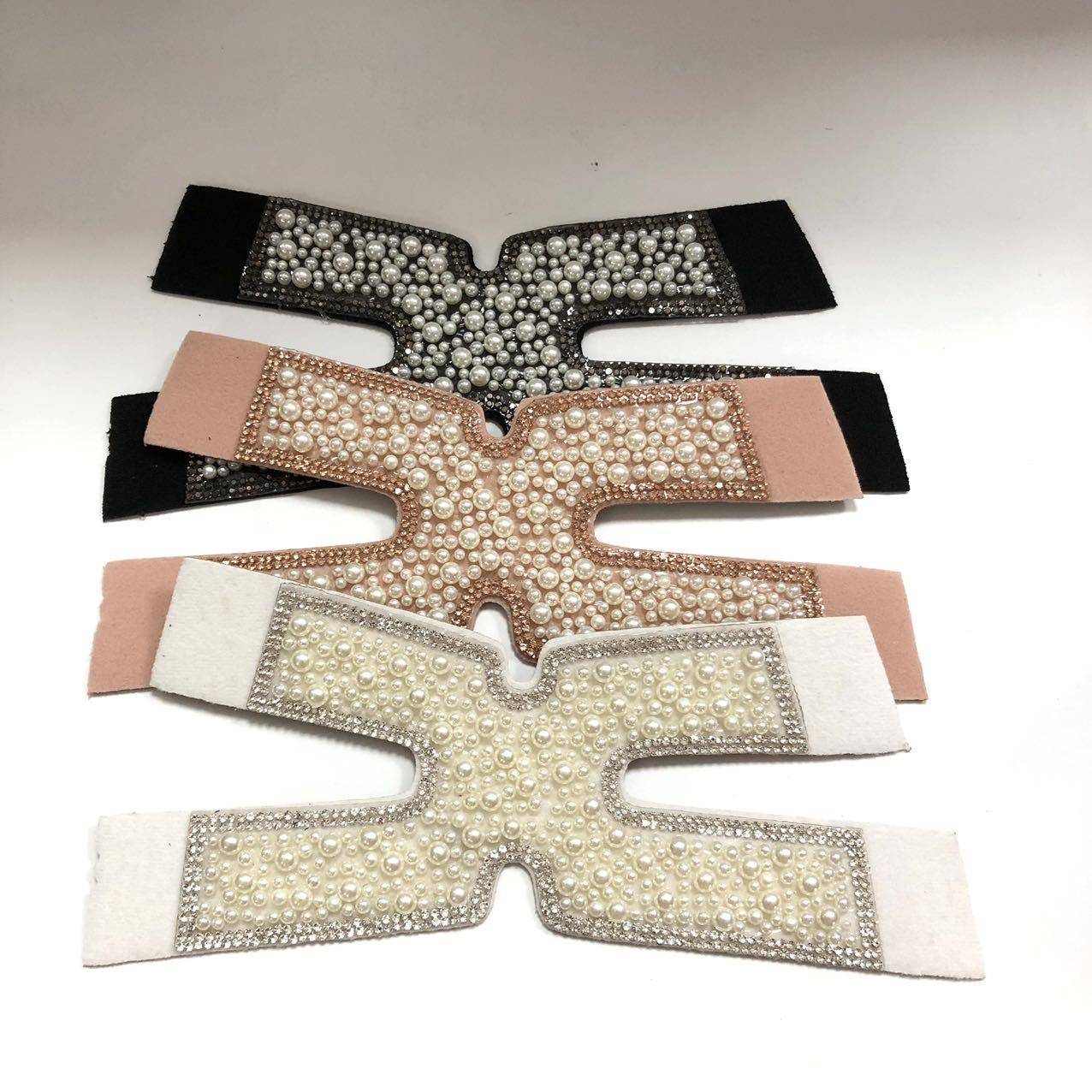 Wholesale Diamond Decorative Stripe Shoe Upper Materials with Lazy Laces Rhinestone Glass Shoe Accessories