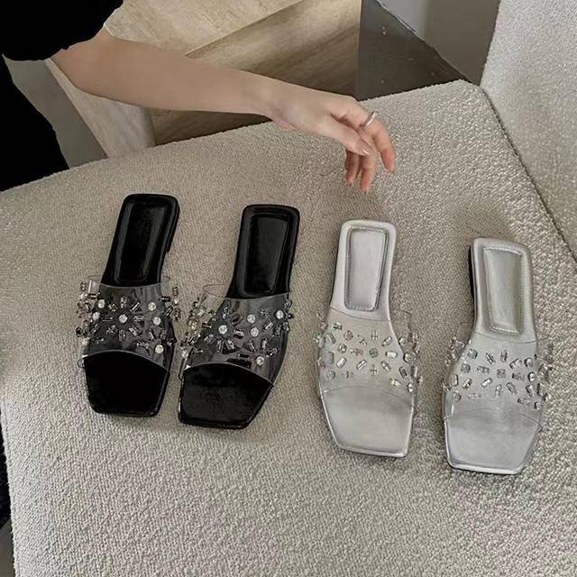 Transparent TPU Thick Rhinestone Upper Fashionable and Versatile Sandals and slippers Shoe Material - Image 4