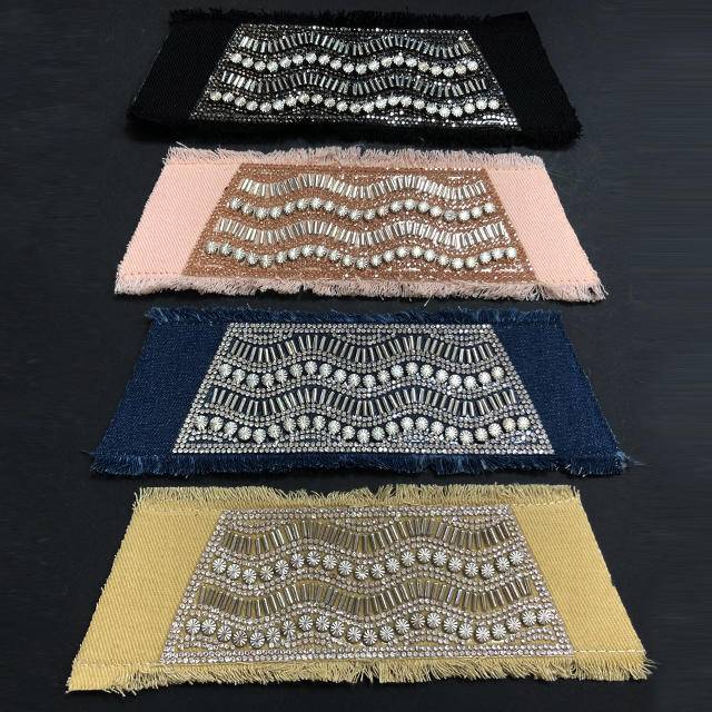Semi-Finished Rhinestone Vamp Shoe Uppers Women's Sandals Slippers Upper Accessories with Toe Trim Strip