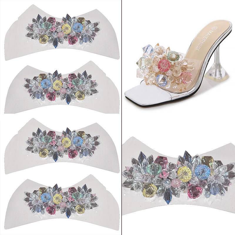 Fashionable Wear-resistant Shoe Upper Diamond-set Slipper Head Sandal Decoration Rhinestone Glass Upper High Heel Accessories