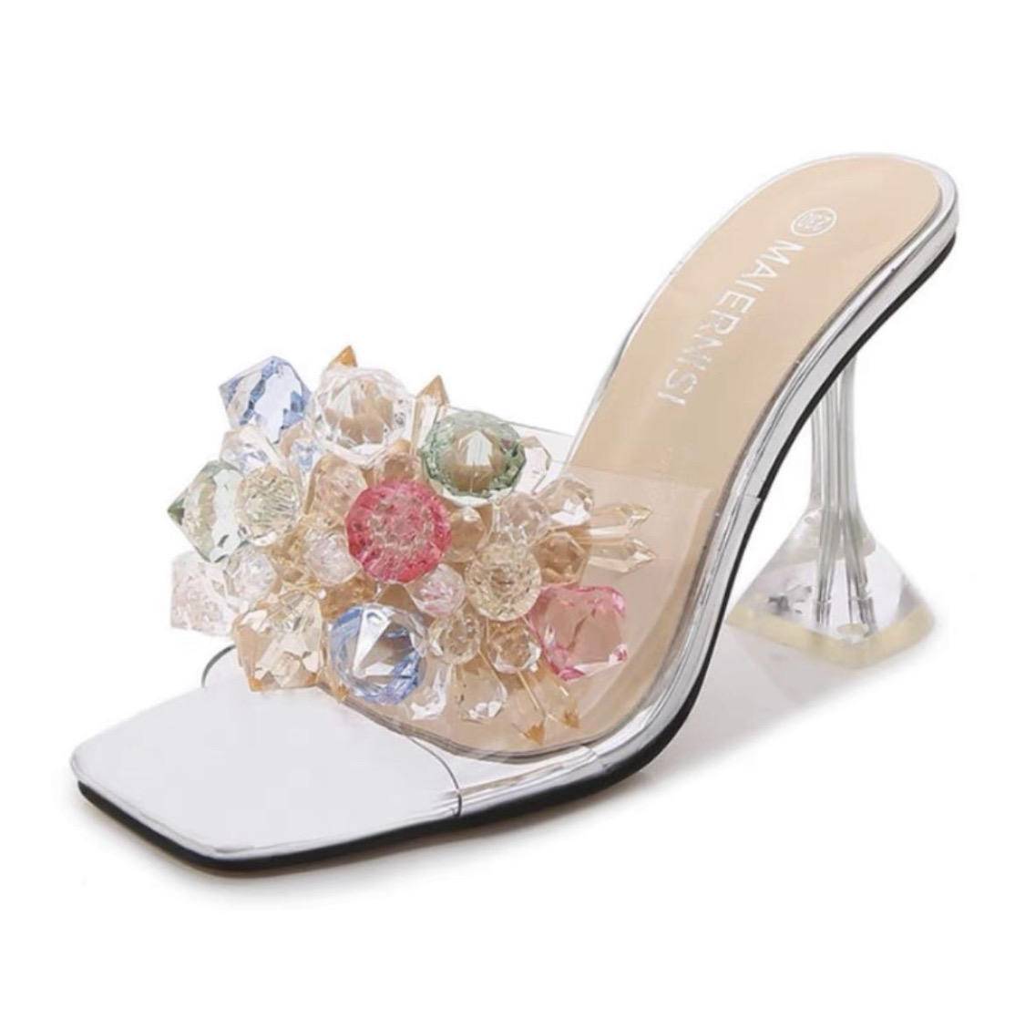 Fashionable Wear-resistant Shoe Upper Diamond-set Slipper Head Sandal Decoration Rhinestone Glass Upper High Heel Accessories - Image 5