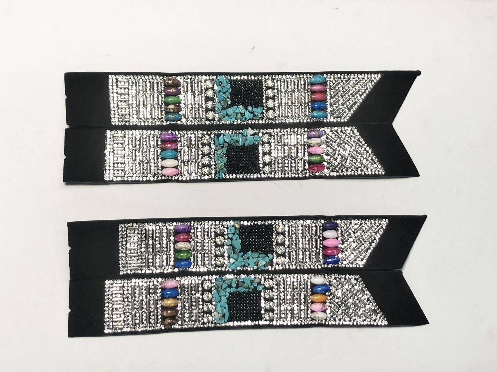 Wholesale rhinestone-embellished shoes upper semi-finished one-strap sandals with rhinestone beads - Image 2