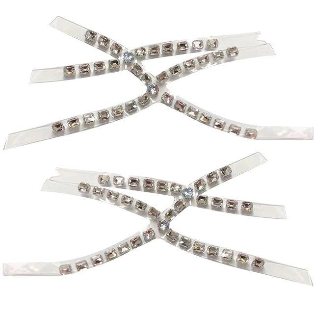 High Heels Sandals Decoration Lady Shoes Vamp Accessories Transparent I-shaped Rhinestone Upper