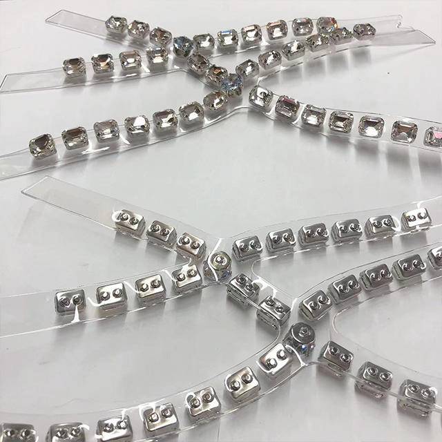 High Heels Sandals Decoration Lady Shoes Vamp Accessories Transparent I-shaped Rhinestone Upper - Image 7