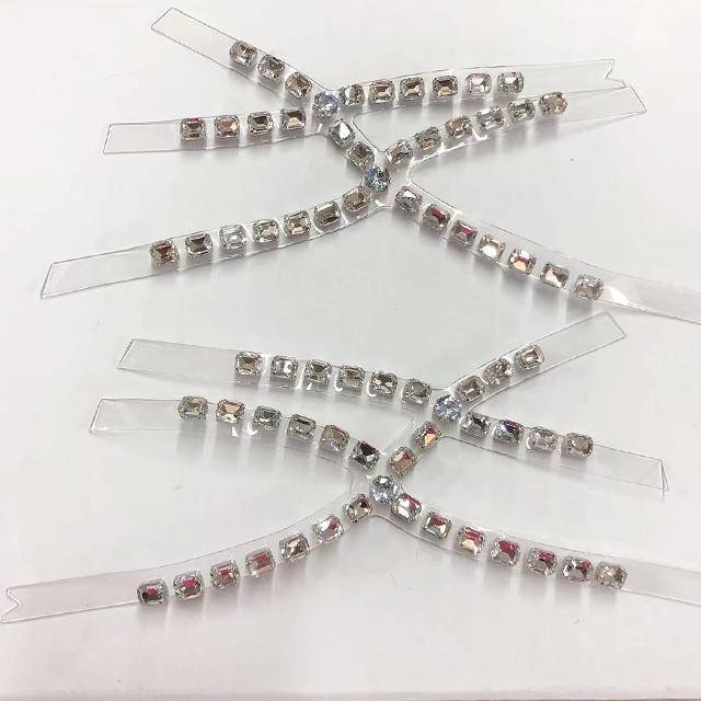 High Heels Sandals Decoration Lady Shoes Vamp Accessories Transparent I-shaped Rhinestone Upper - Image 5