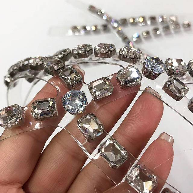 High Heels Sandals Decoration Lady Shoes Vamp Accessories Transparent I-shaped Rhinestone Upper - Image 4