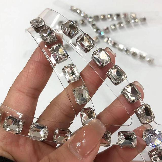 High Heels Sandals Decoration Lady Shoes Vamp Accessories Transparent I-shaped Rhinestone Upper - Image 3