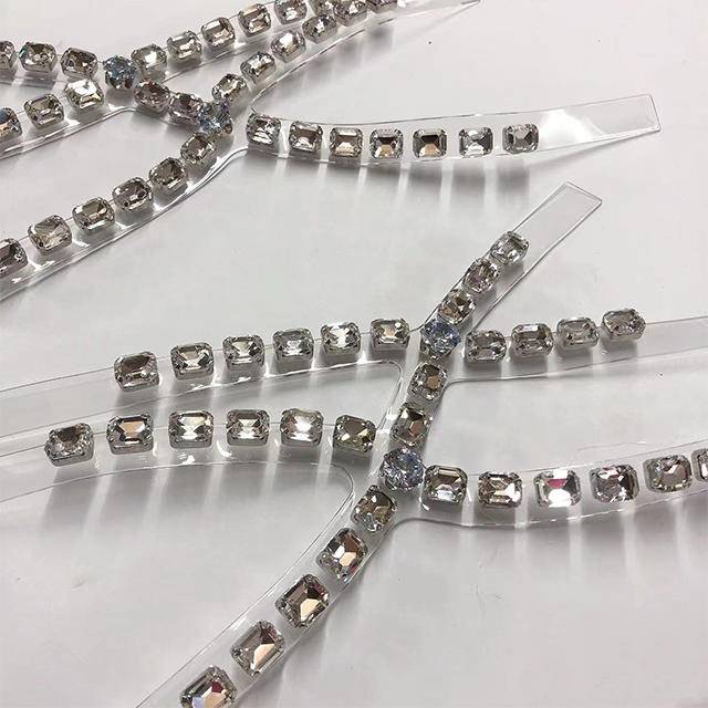 High Heels Sandals Decoration Lady Shoes Vamp Accessories Transparent I-shaped Rhinestone Upper - Image 2