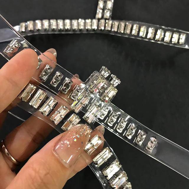 New Style High Heels slippers TPU Glass Rhinestone Hand-nailed Transparent Upper - Image 4