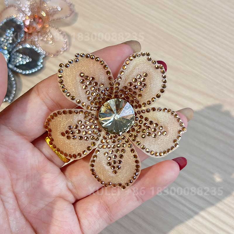 Sparkly Fabric Flower Shoe Clip – Removable Crystal 5-Petal Decor for Bridal Heels & Sandals - Image 5