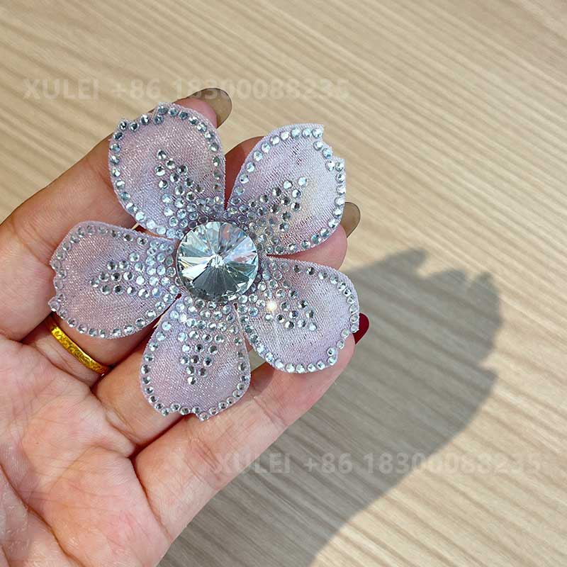 Sparkly Fabric Flower Shoe Clip – Removable Crystal 5-Petal Decor for Bridal Heels & Sandals - Image 3