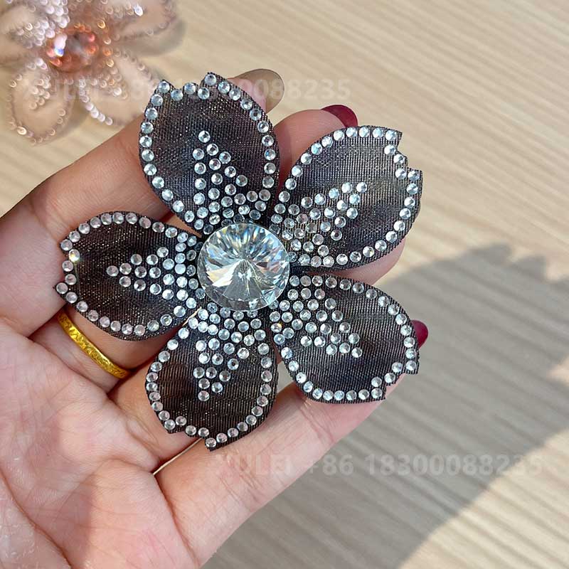 Sparkly Fabric Flower Shoe Clip – Removable Crystal 5-Petal Decor for Bridal Heels & Sandals - Image 4