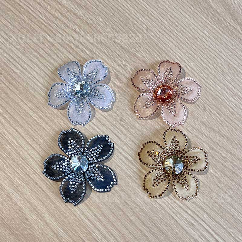 Sparkly Fabric Flower Shoe Clip – Removable Crystal 5-Petal Decor for Bridal Heels & Sandals