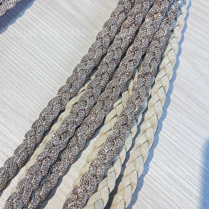 Full Rhinestone Woven Rope Trim – Crystal Braided Strip for Shoes, Bags & DIY Wholesale (复制) - Image 4
