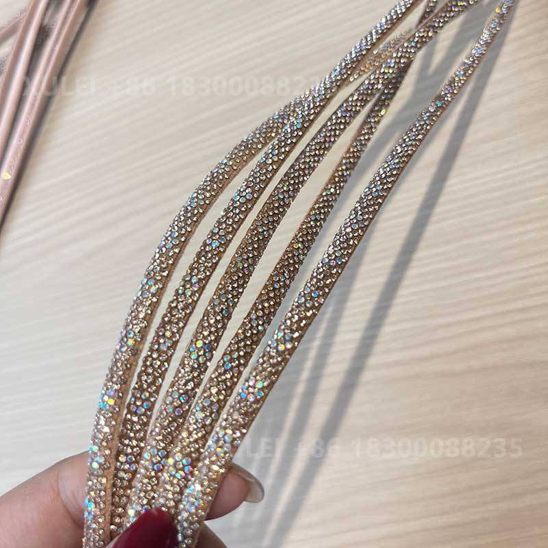 Multi-Color Round Tube Rhinestone Trim – Self-Adhesive Crystal Strip for Shoes, Bags & DIY Wholesale - Image 2