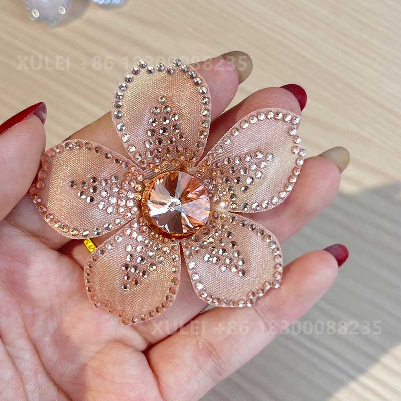 Sparkly Fabric Flower Shoe Clip – Removable Crystal 5-Petal Decor for Bridal Heels & Sandals - Image 2