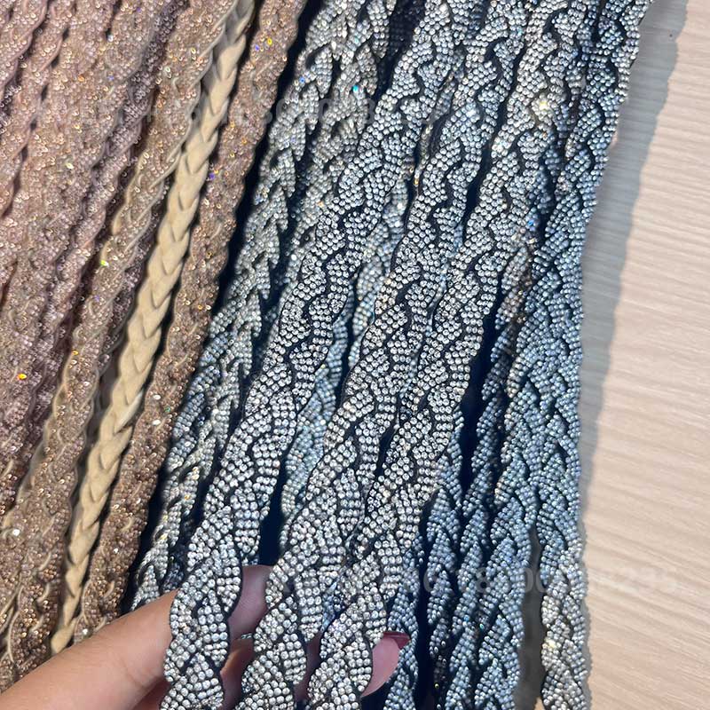 Full Rhinestone Woven Rope Trim – Crystal Braided Strip for Shoes, Bags & DIY Wholesale (复制) - Image 3