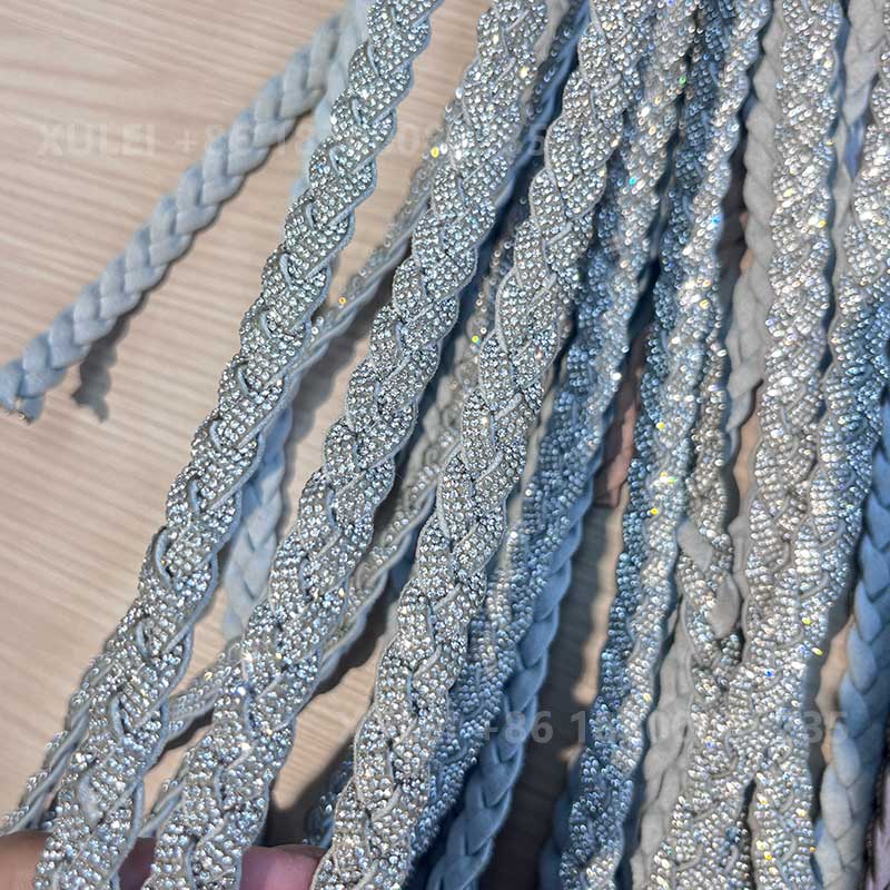 Full Rhinestone Woven Rope Trim – Crystal Braided Strip for Shoes, Bags & DIY Wholesale (复制) - Image 2