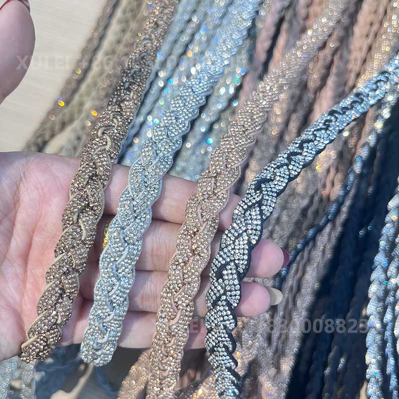 Full Rhinestone Woven Rope Trim – Crystal Braided Strip for Shoes, Bags & DIY Wholesale (复制)