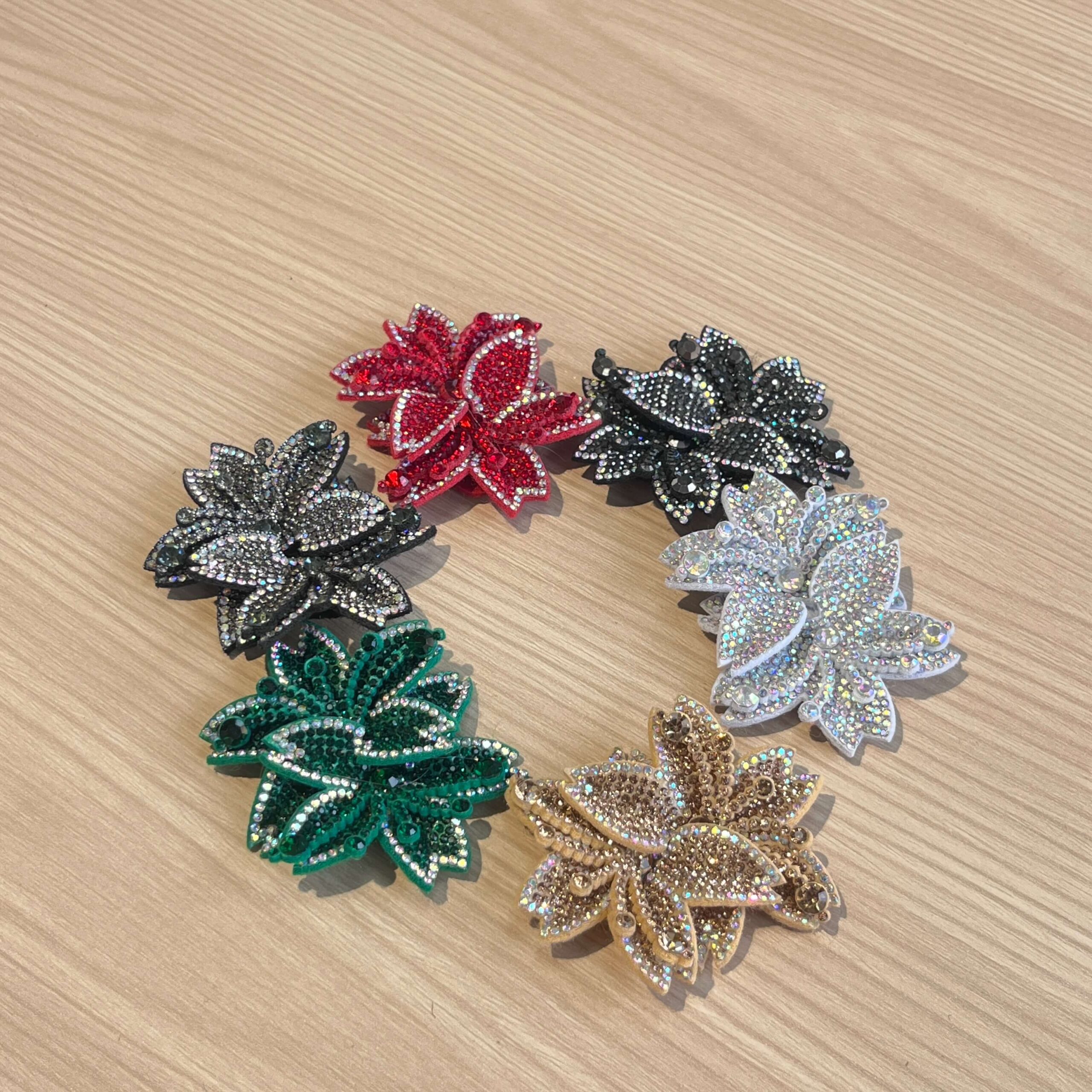 Multilayer Iridescent Rhinestone Flower Patch – 2-in-1 Iron-on Sew-on Applique Wholesale