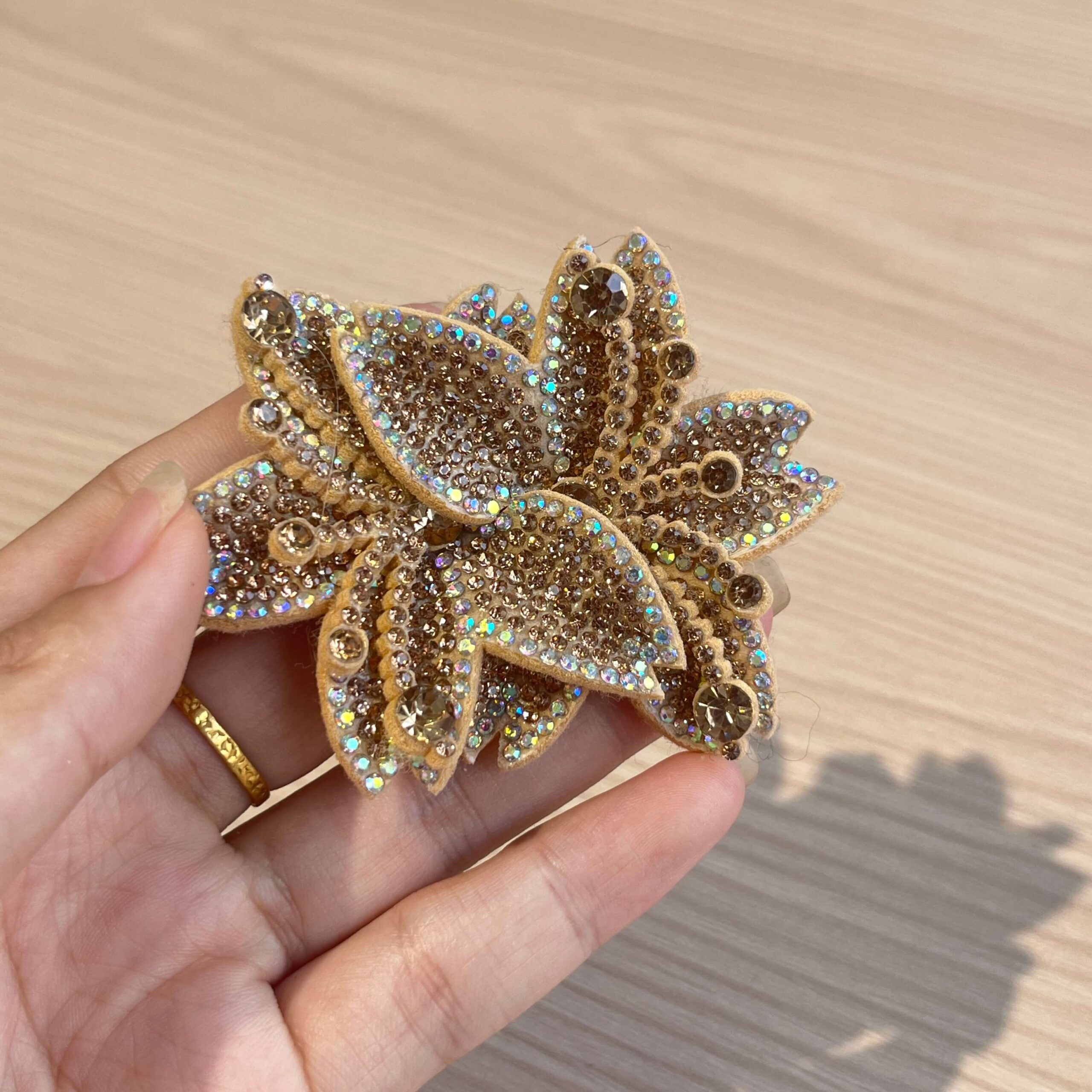 Multilayer Iridescent Rhinestone Flower Patch – 2-in-1 Iron-on Sew-on Applique Wholesale - Image 5