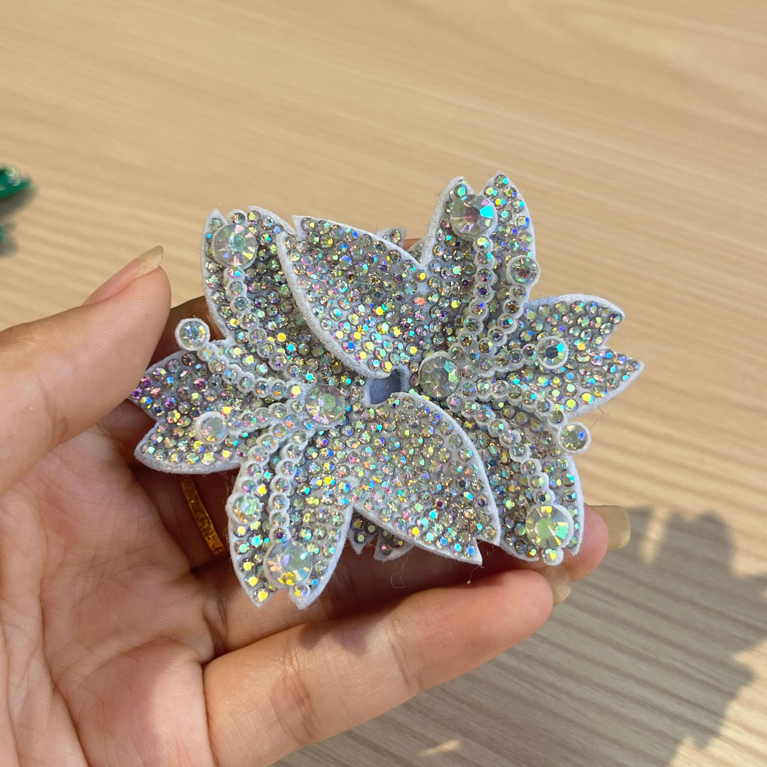 Multilayer Iridescent Rhinestone Flower Patch – 2-in-1 Iron-on Sew-on Applique Wholesale - Image 2