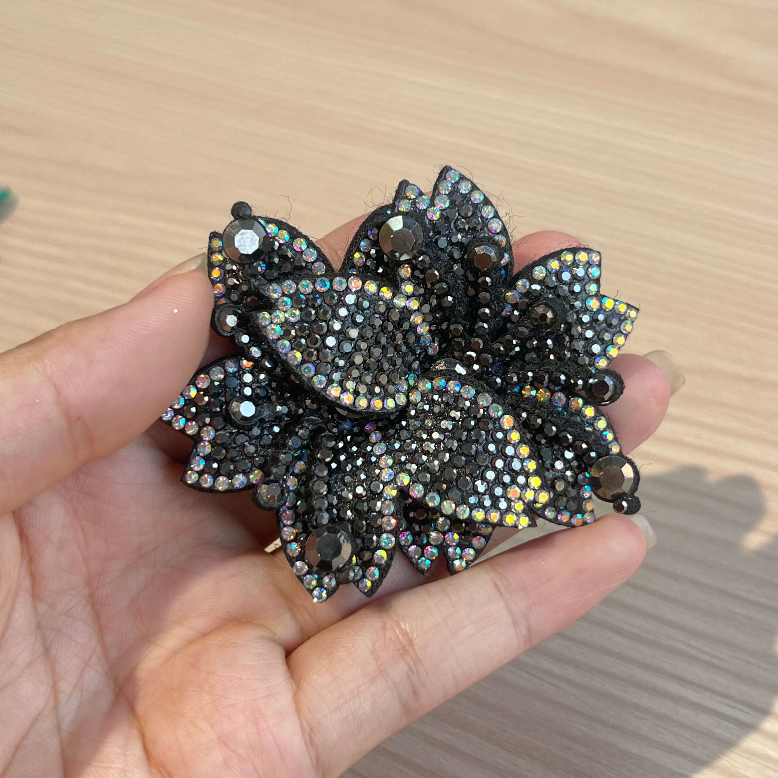 Multilayer Iridescent Rhinestone Flower Patch – 2-in-1 Iron-on Sew-on Applique Wholesale - Image 7