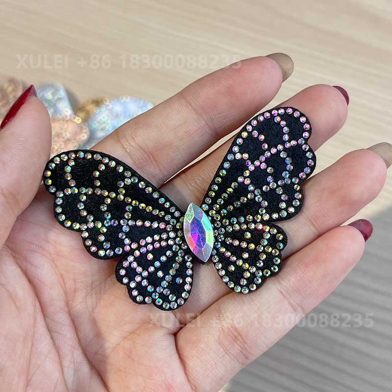 Sparkly Butterfly Rhinestone Patch – Removable Crystal Shoe Decor for Heels & Bags DIY - Image 2